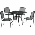 Global Industrial Mesh Table and Chair Set, 48in Square, 4 Armchairs, Black 695973